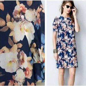 J. Crew Silk in Antique Floral 100% Silk Shift Dress Size 0